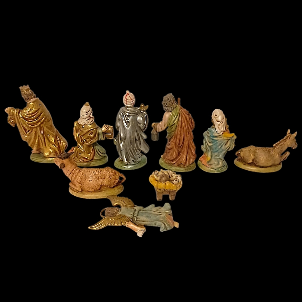 9 Vtg Nativity Set Italy Figures Holy Family Mary Jesus Joseph Wisemen Composite - Picture 11 of 16